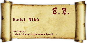 Budai Niké névjegykártya